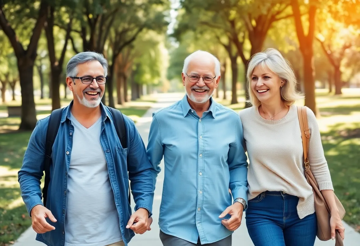 Active couple enjoying a walk outdoors