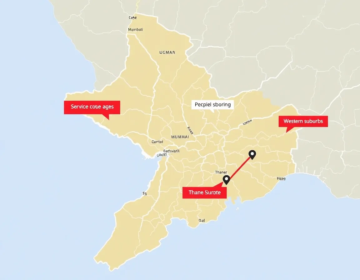 Service coverage map of Mumbai and surrounding areas