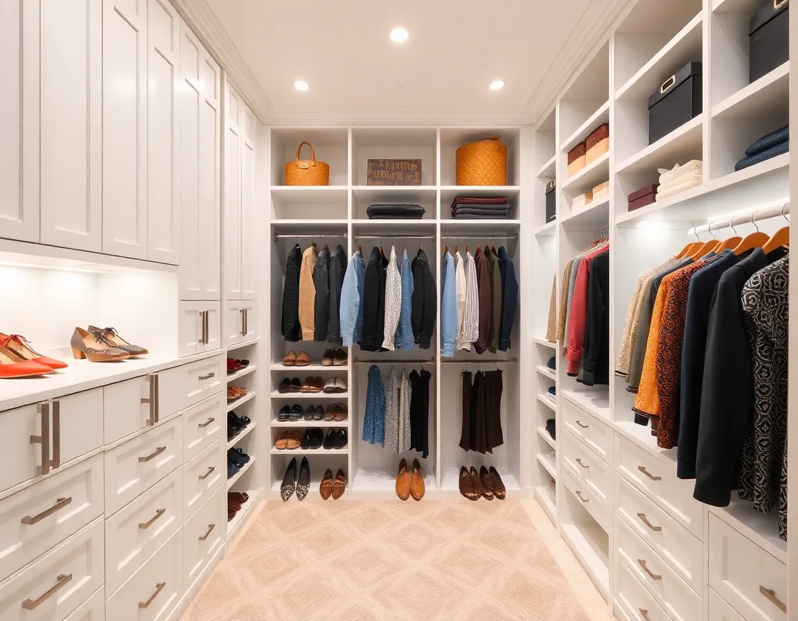 Custom organized walk-in closet by Closets by Christopher