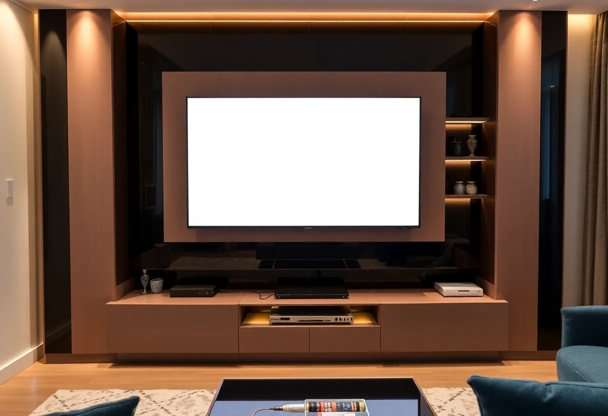 Organized entertainment center after installation