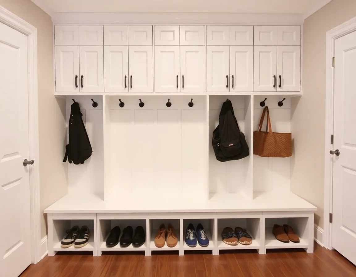 Custom mudroom lockers and bench