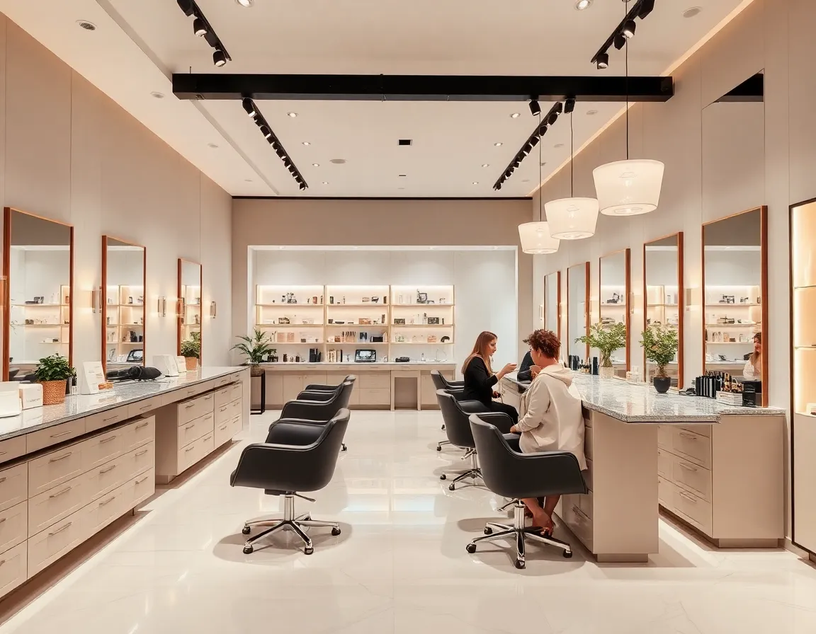 Luxury salon interior with elegant feminine atmosphere