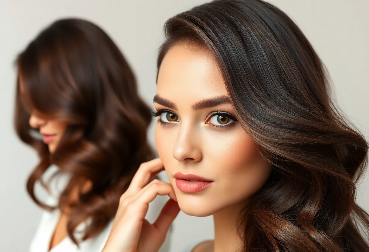 Luxurious brunette waves hair transformation