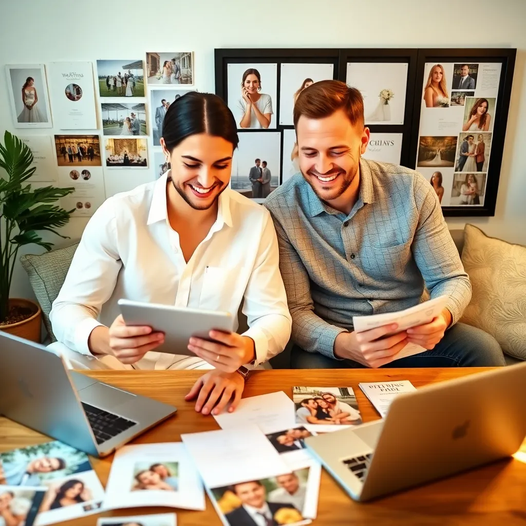 Couple planning wedding
