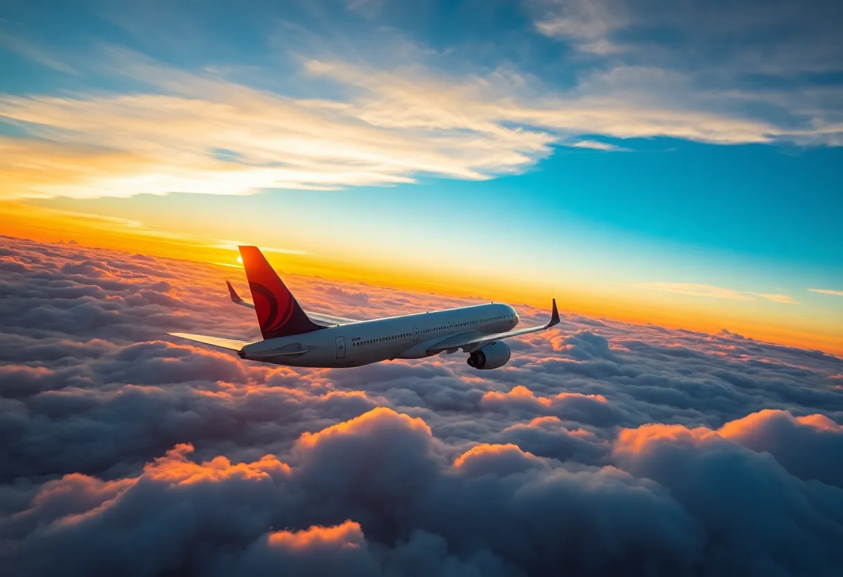 Commercial airplane in flight