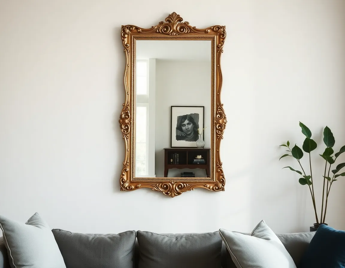 Win95 style floor mirror in gaming room