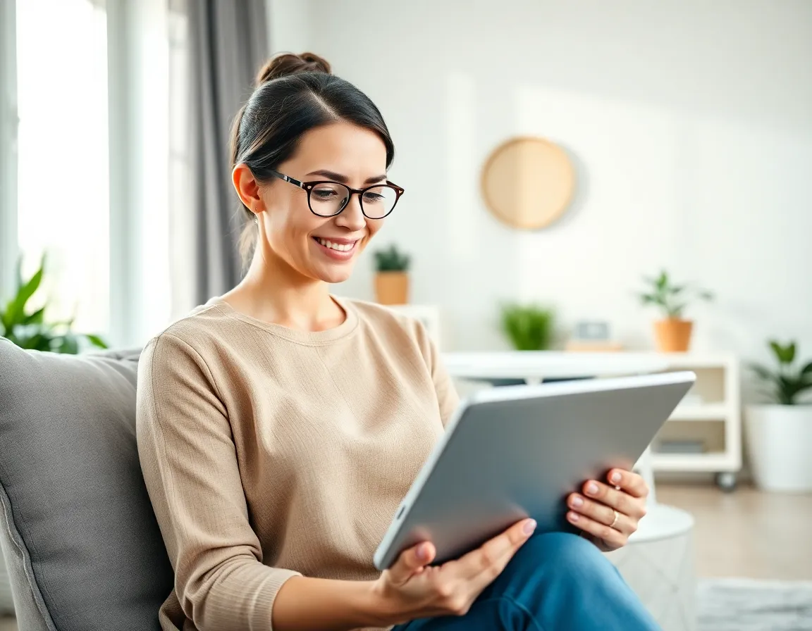 Woman reviewing a wellness plan on a tablet