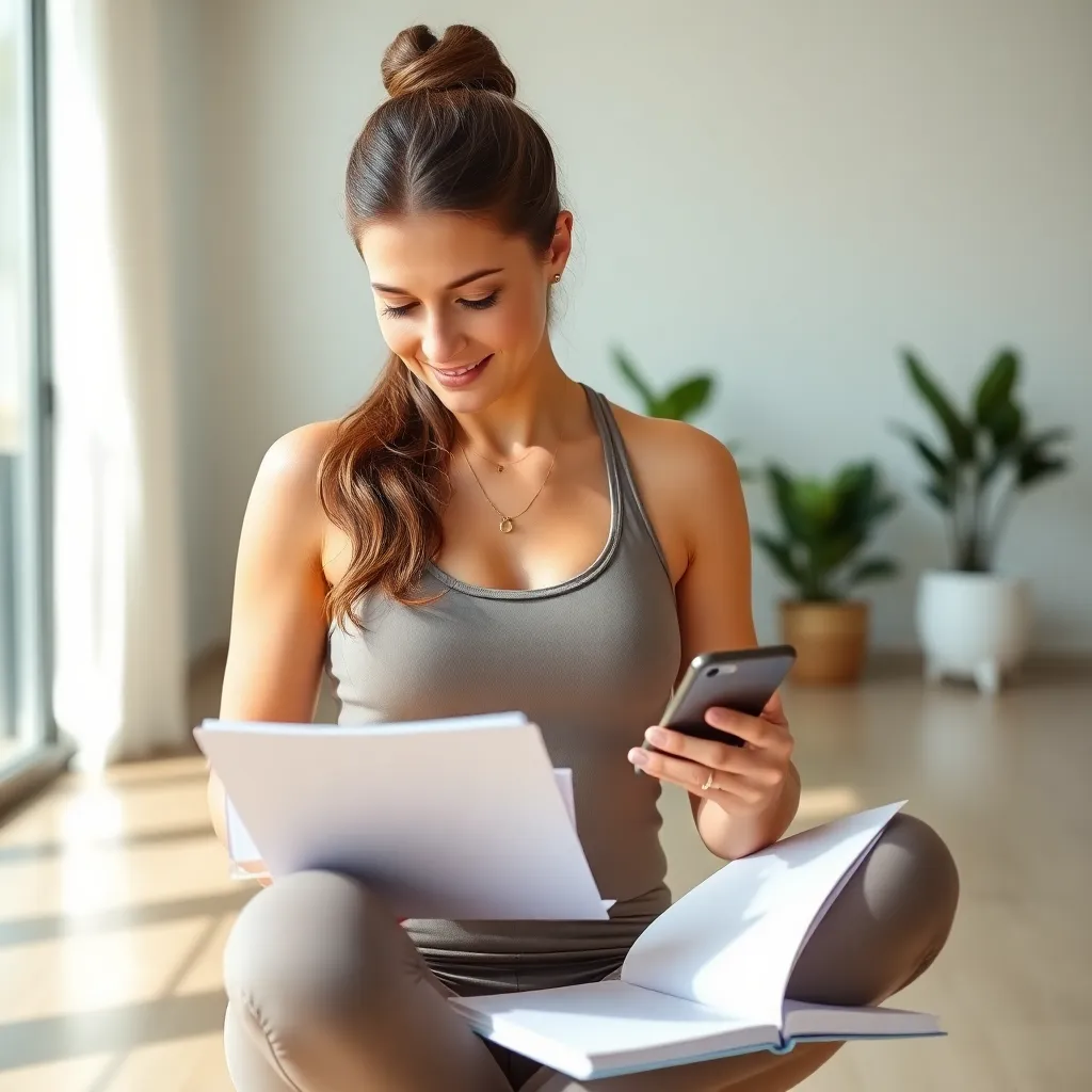 Woman organizing her wellness plan