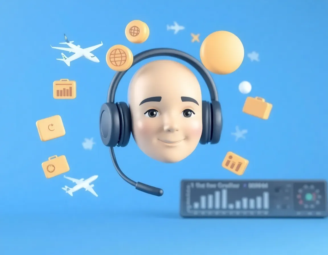 Customer service headset with travel icons