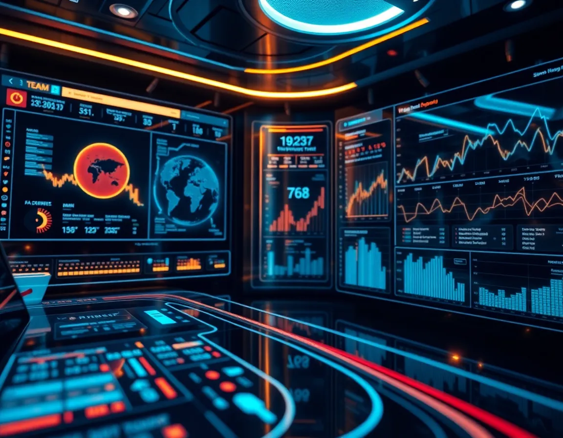 Futuristic business technology dashboard
