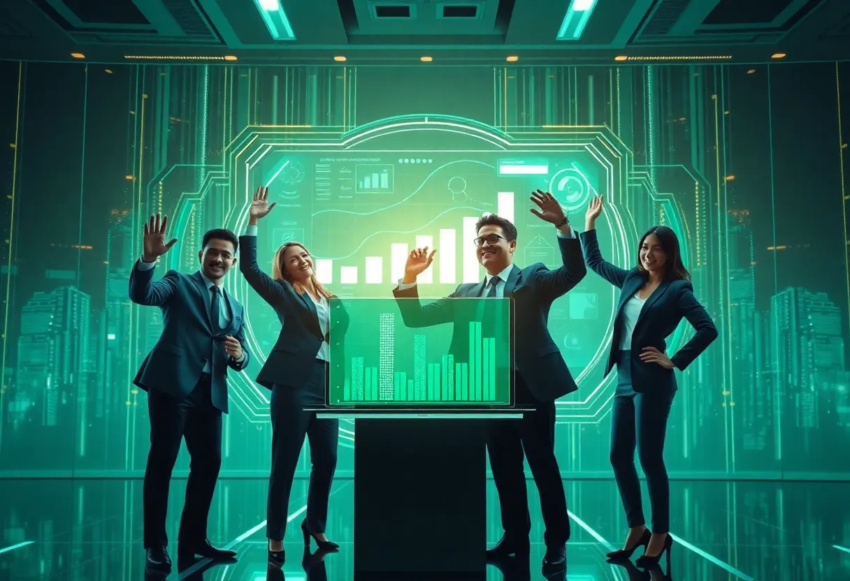 Executive team celebrating measurable results