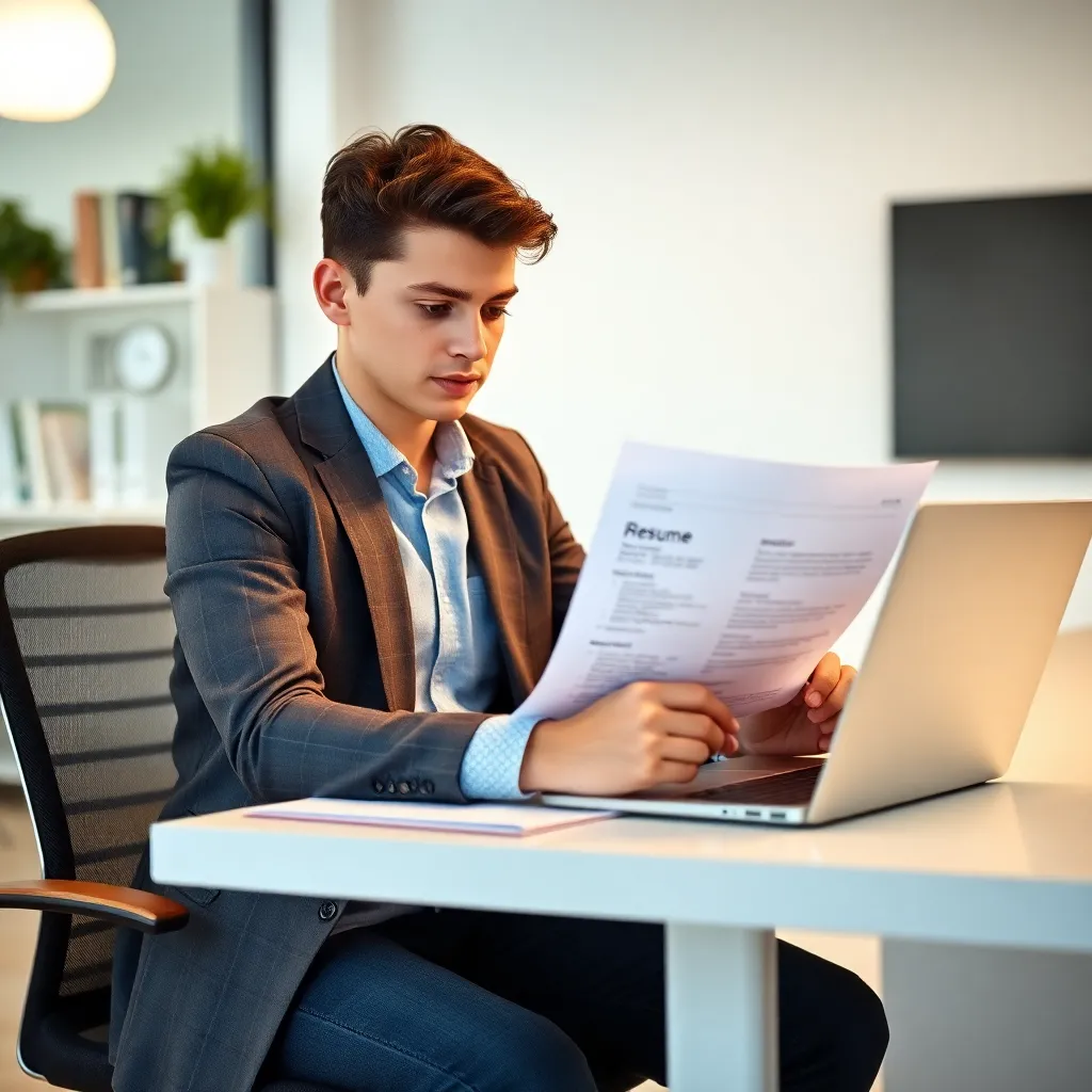 Person reviewing resume