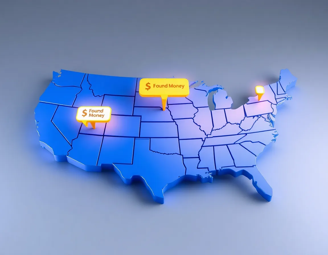 Map of US showing unclaimed money locations
