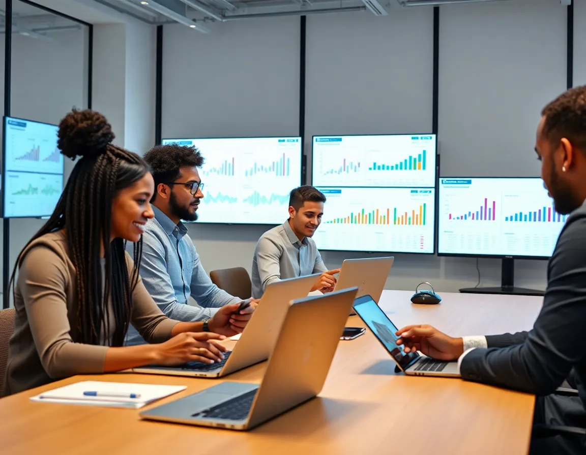 Students learning digital marketing skills