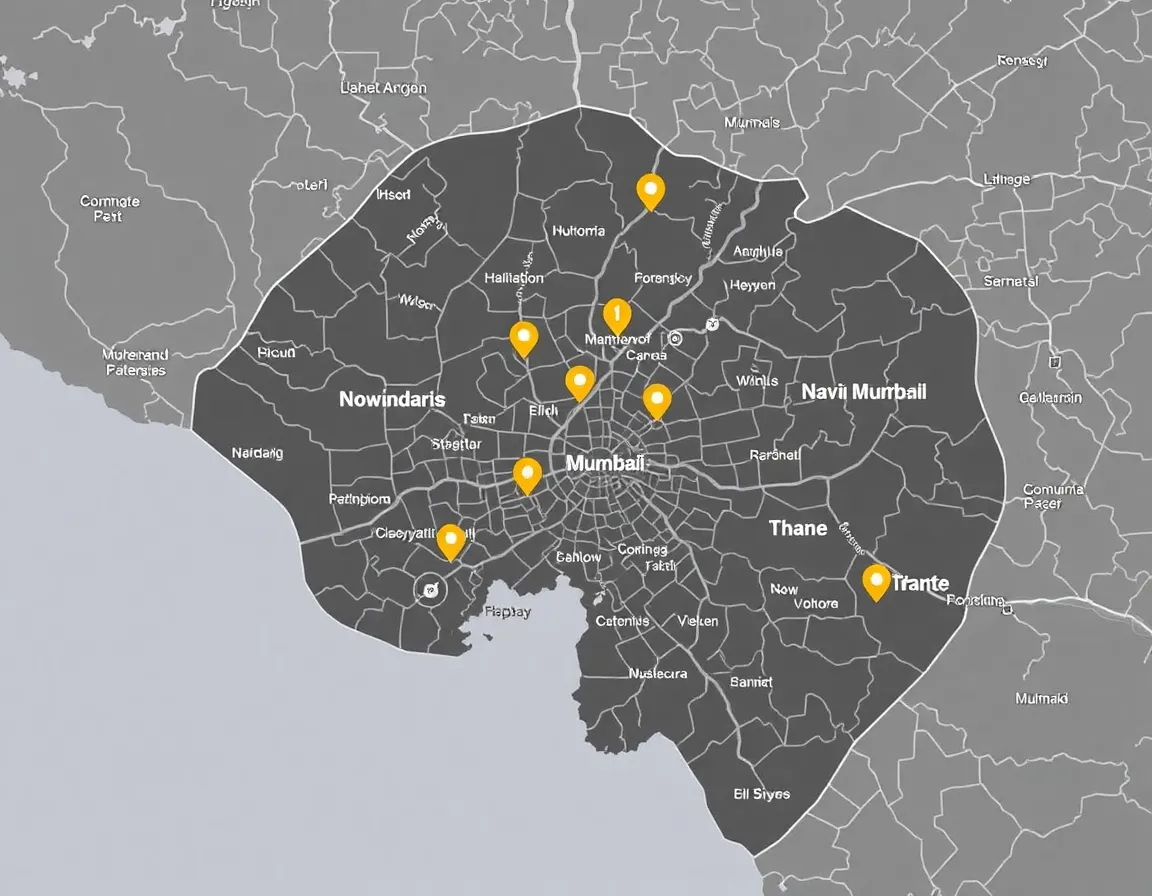 Service coverage map of Mumbai and surrounding areas