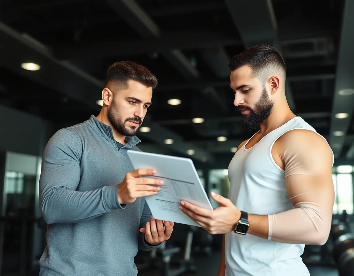 Coach reviewing a custom training plan with a client