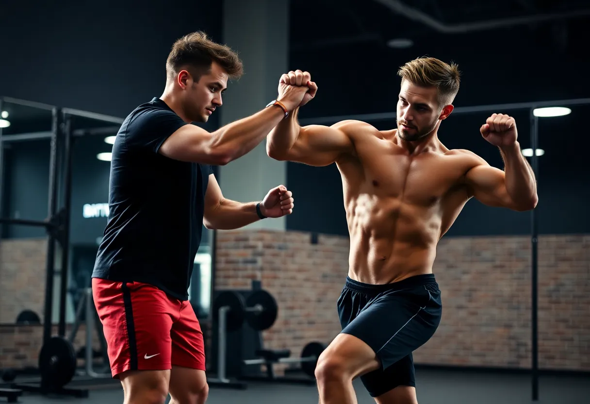 Client performing a workout with coaching support