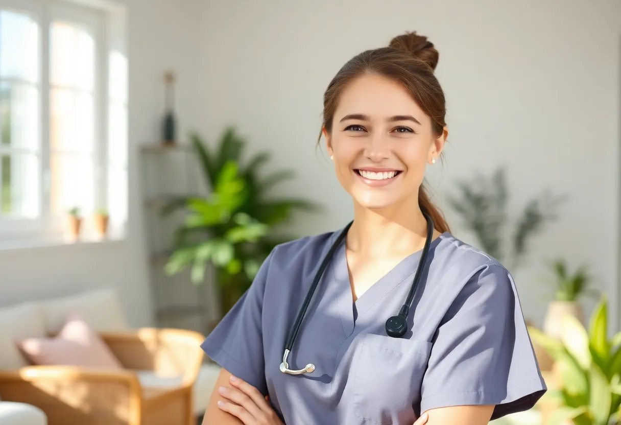 Smiling professional caregiver