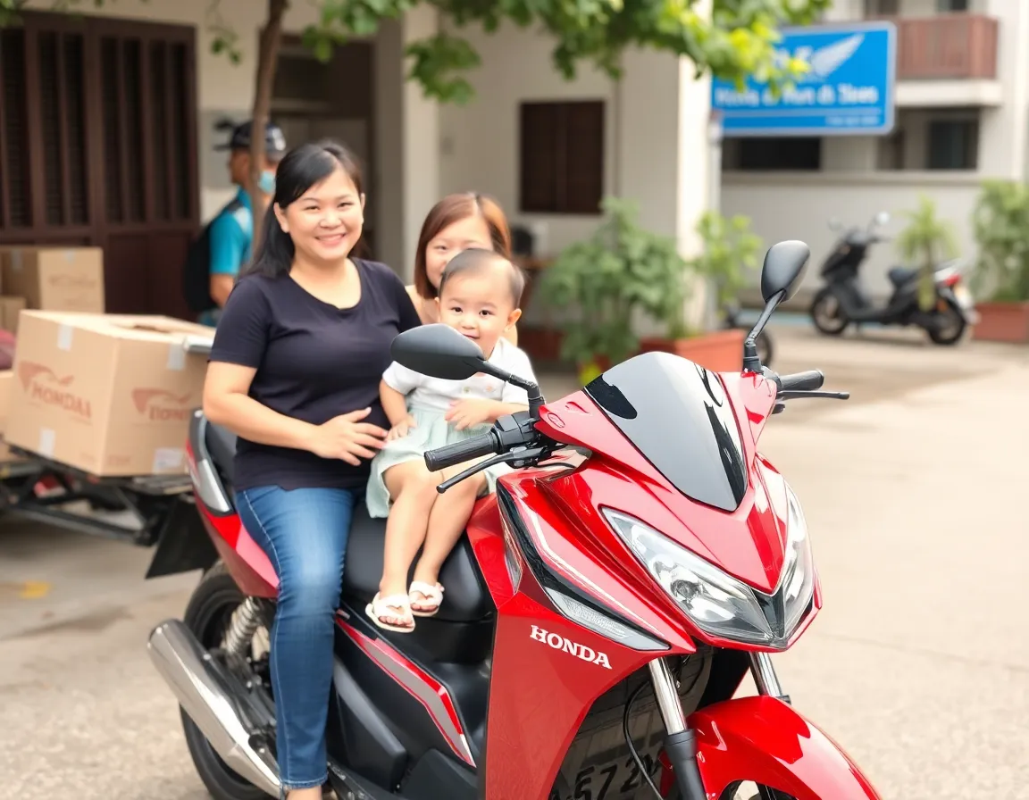 Gia đình nhận xe Honda