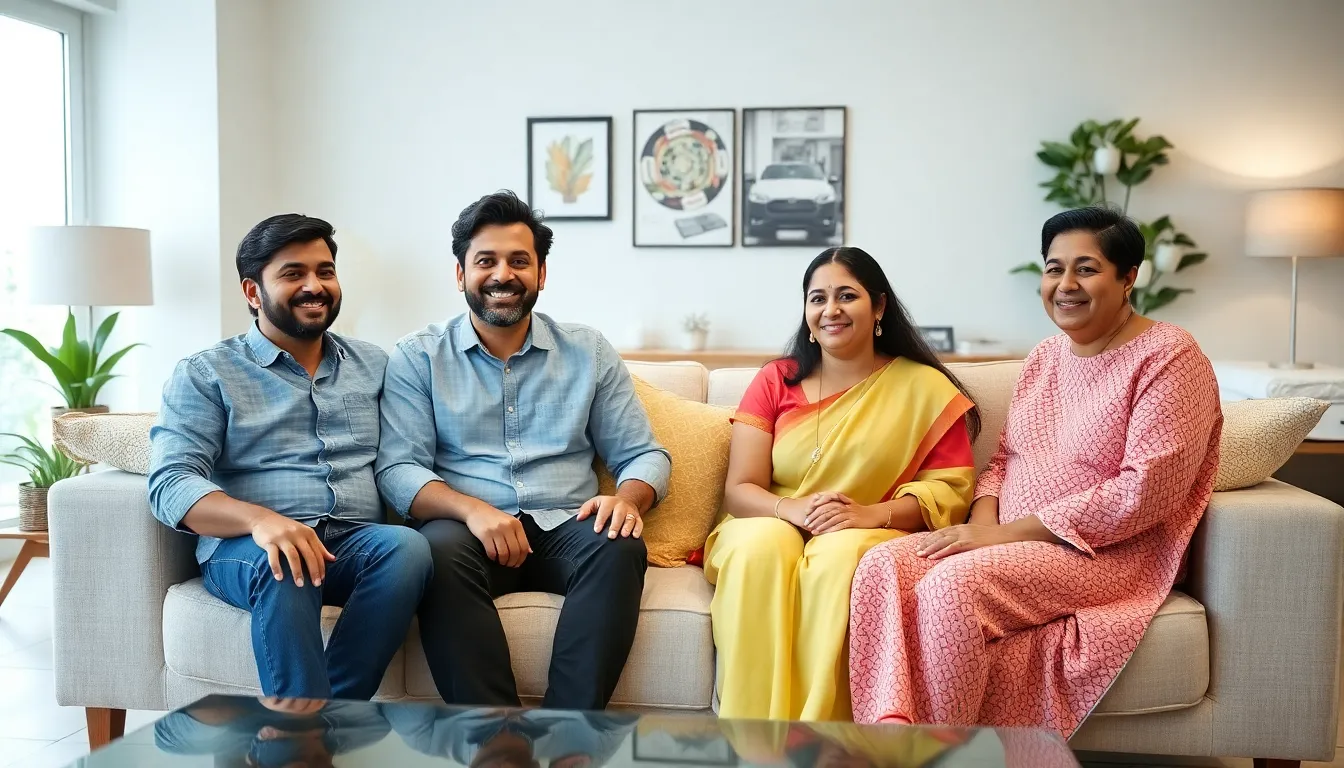 Happy customers in furnished home