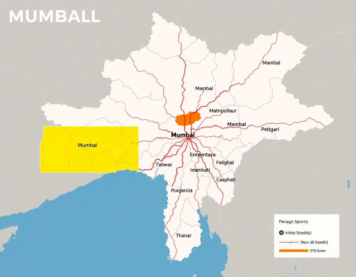 Service coverage map showing Mumbai, Palghar, Thane, and Navi Mumbai