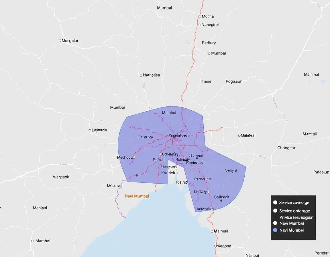 Service coverage map of Mumbai Metropolitan Region