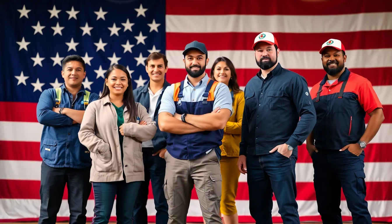 USA workers in various job positions