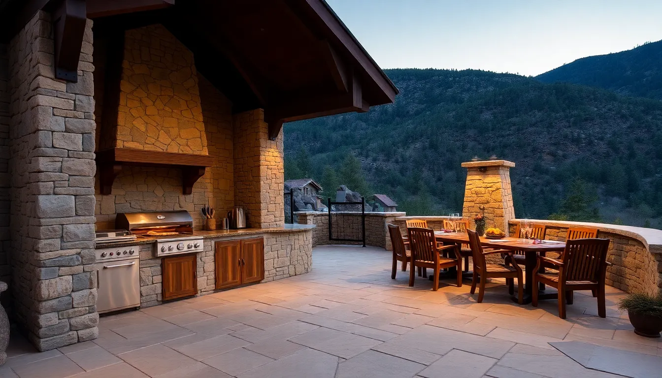 Outdoor BBQ and dining area