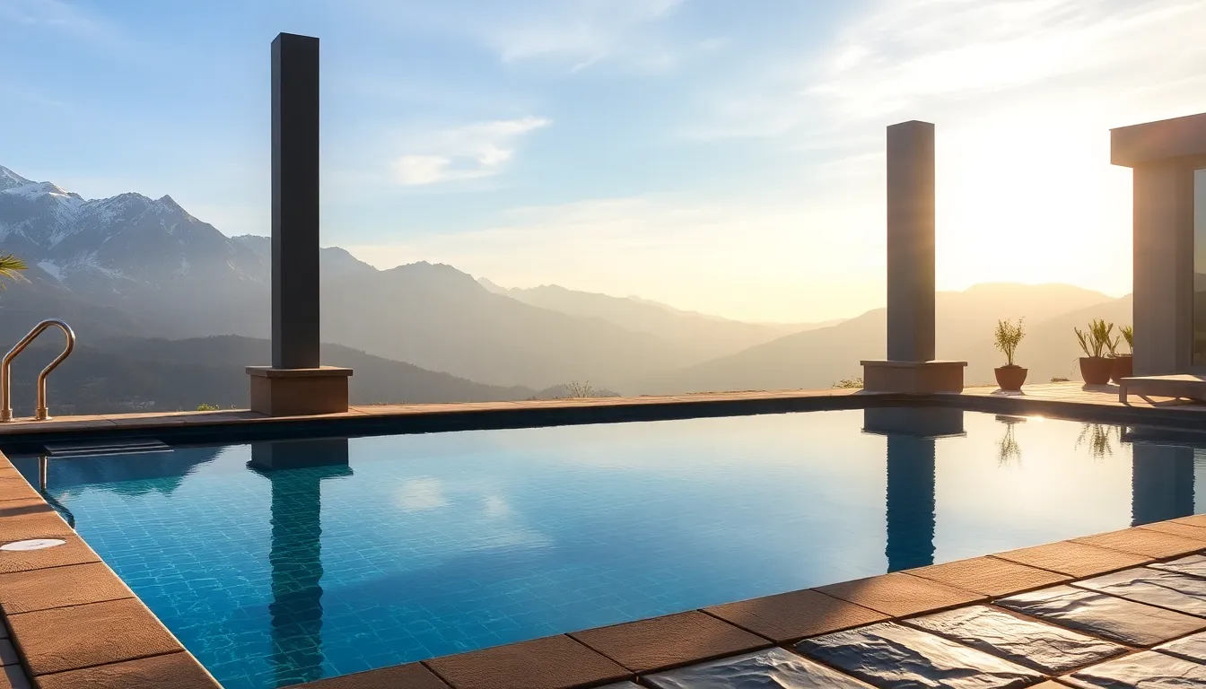 Heated pool with mountain views