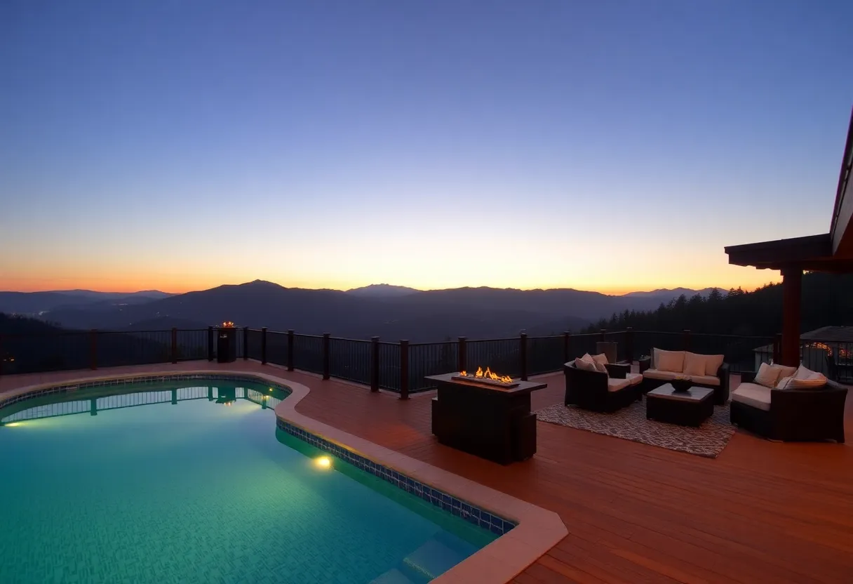 Heated pool with mountain views