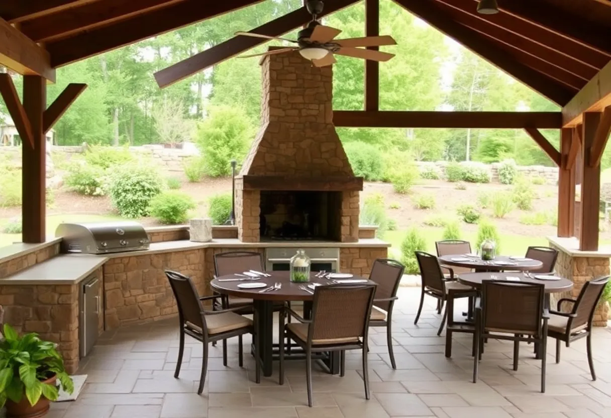 BBQ area and outdoor dining space