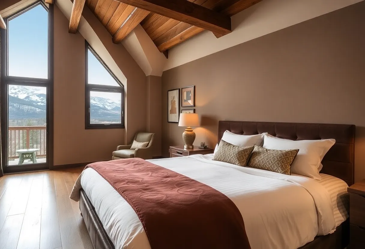 Luxurious bedroom with mountain views