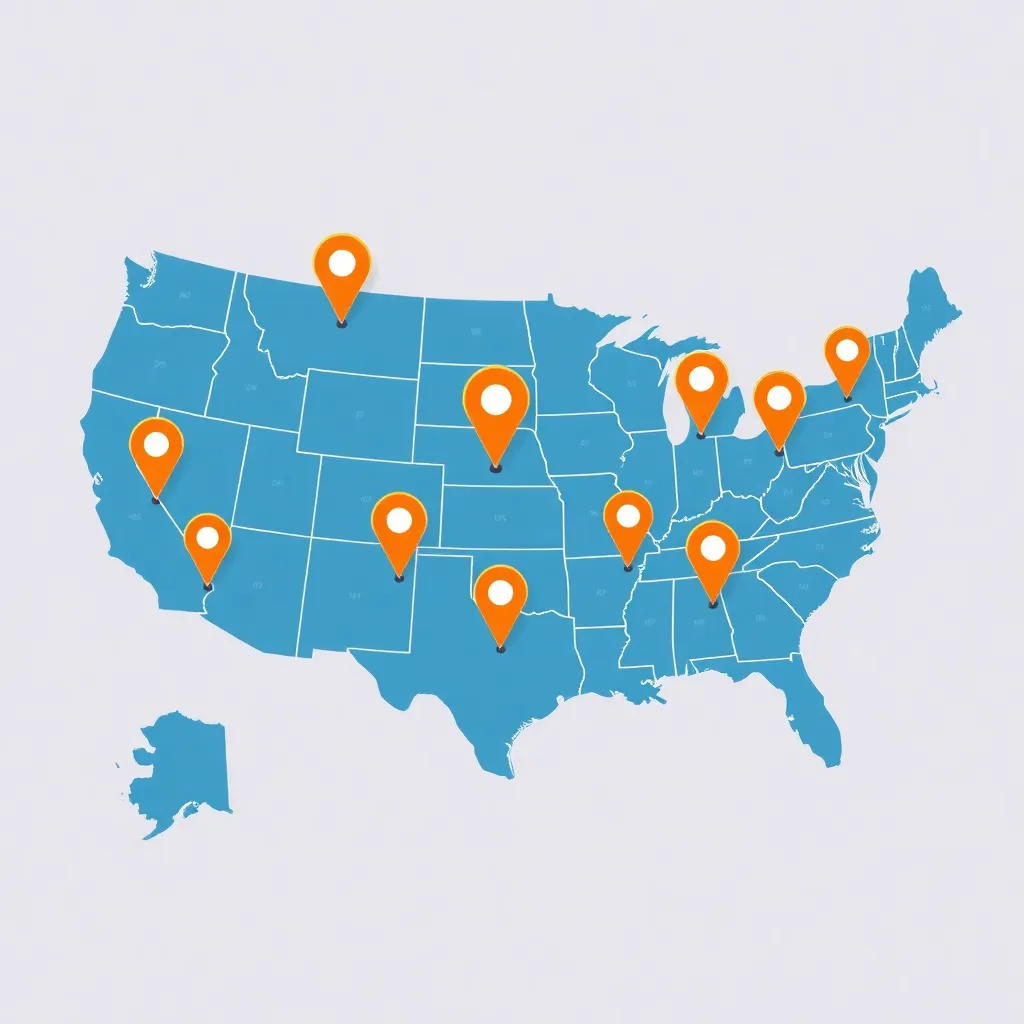 Multiple USA locations map