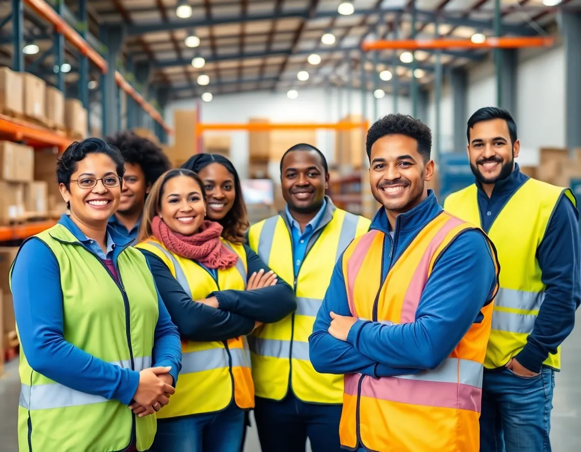 Part-time supervisors working in modern warehouse facility