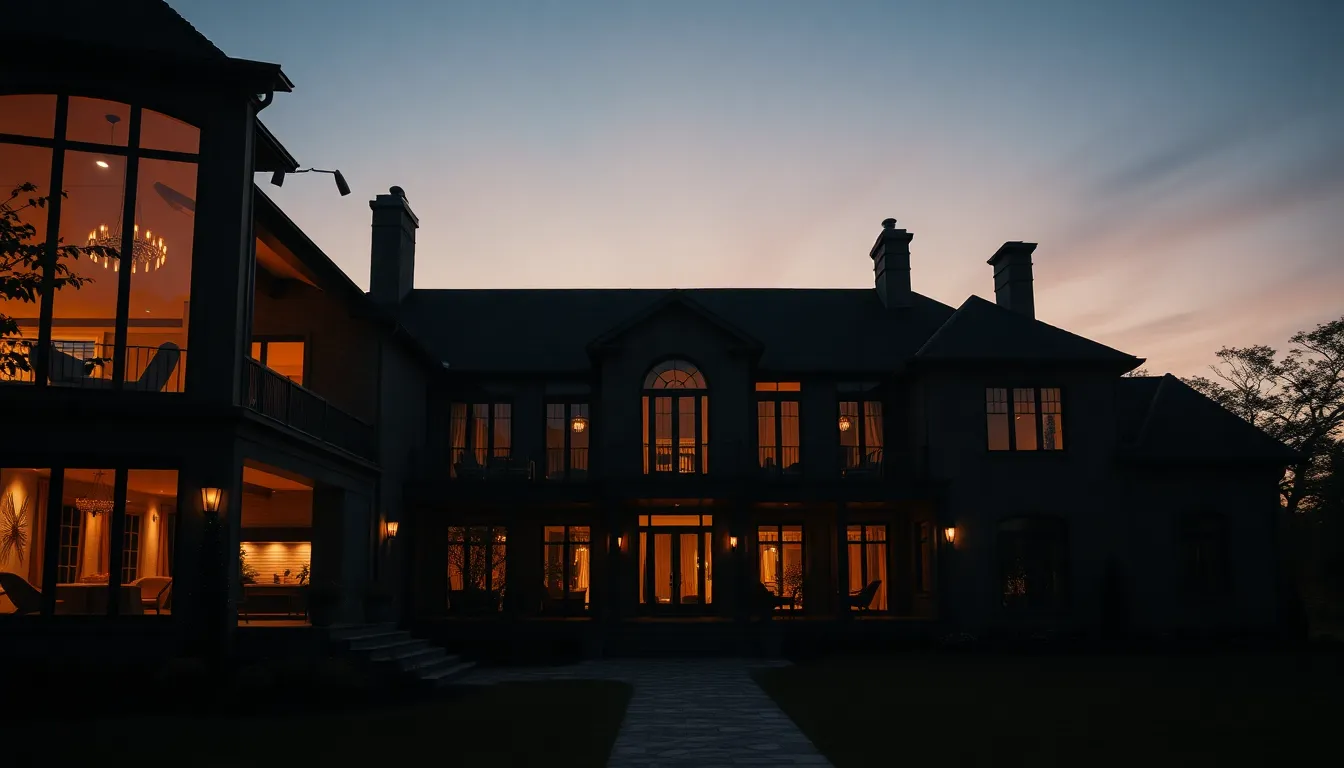 Luxury home at dusk