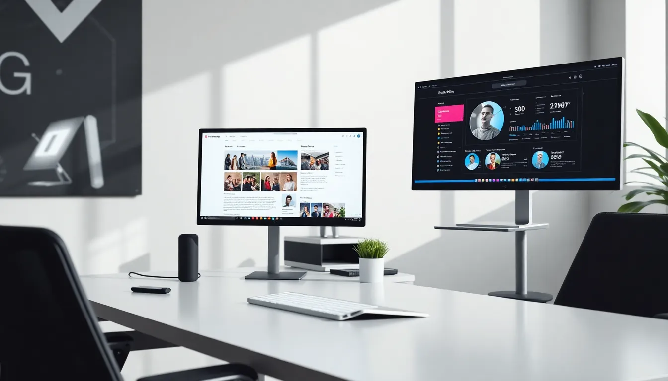 Premium digital workspace showcasing website design and social media marketing