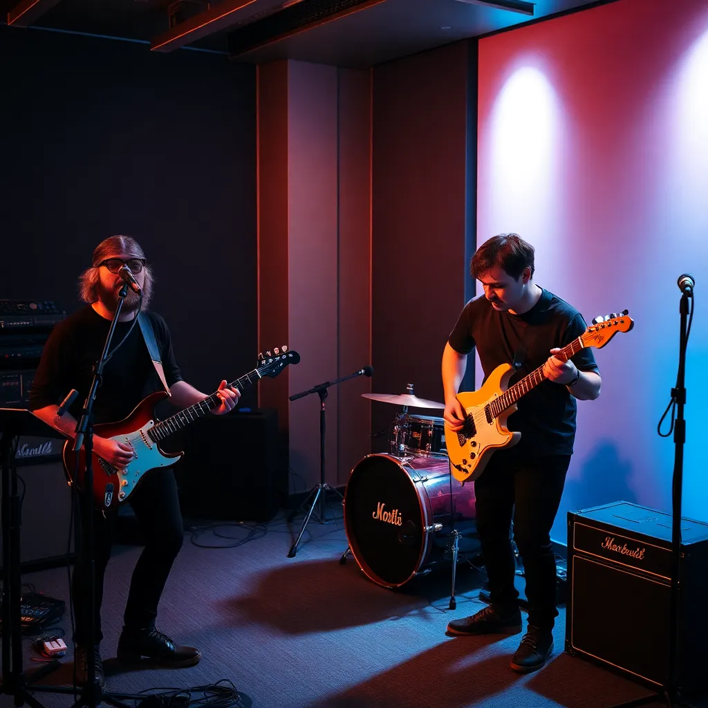 Band recording session