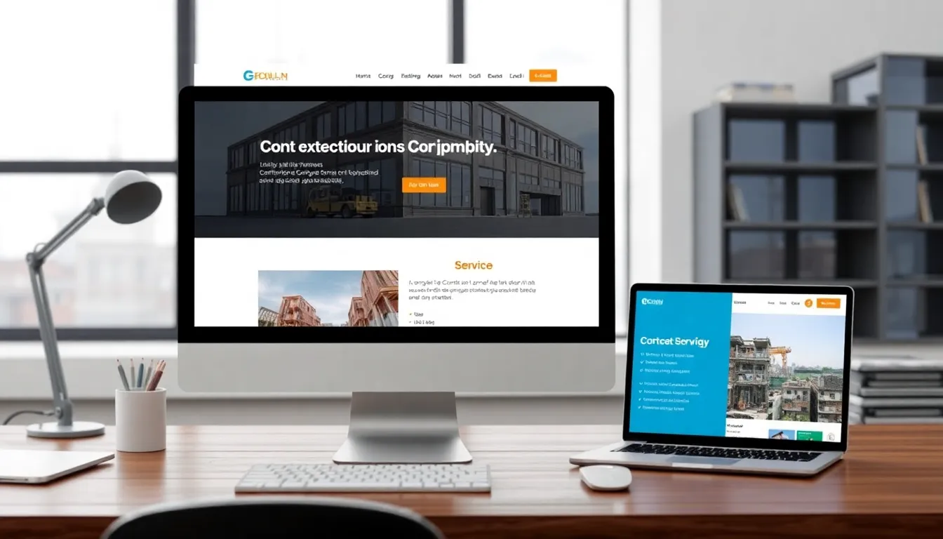 Construction company website portfolio example