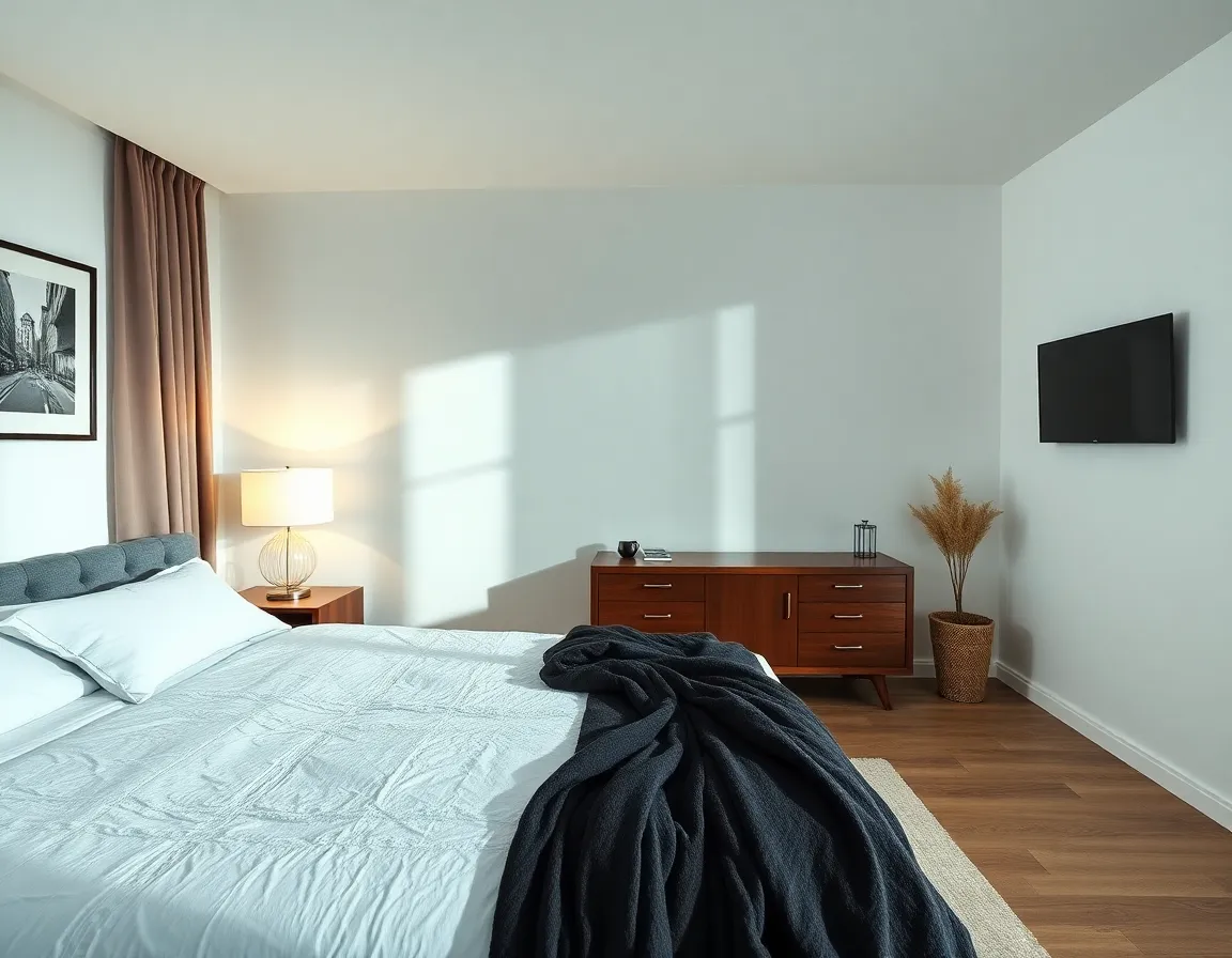 Spotless bedroom after professional cleaning service