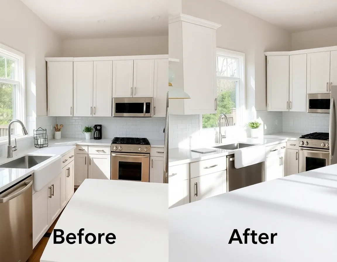 Before and after kitchen cleaning transformation