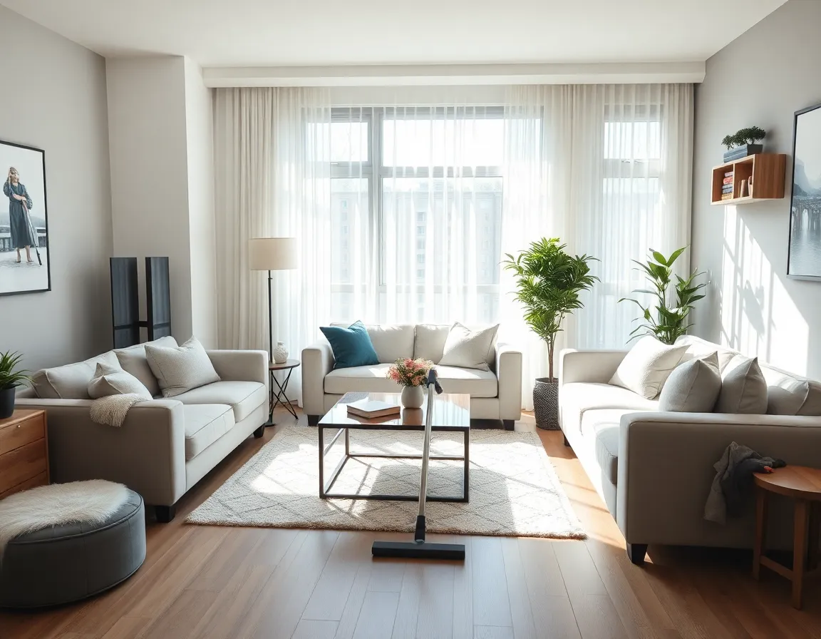 Perfectly cleaned living room with dusted furniture